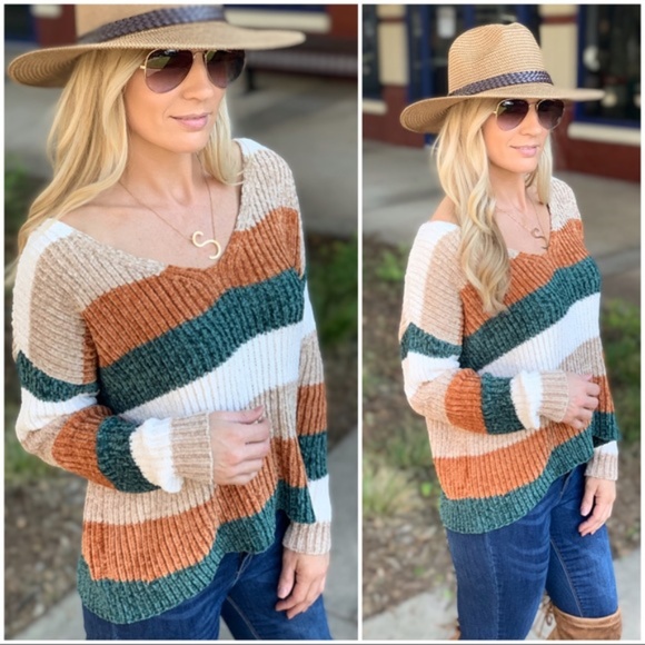 LAST ONE! Super Soft Chennille Striped Sweater - Picture 3 of 5